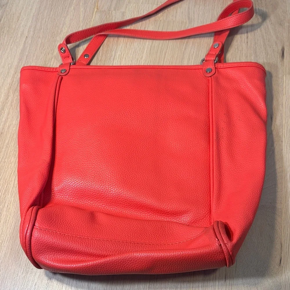 Jane Coral Leather Tote Bag